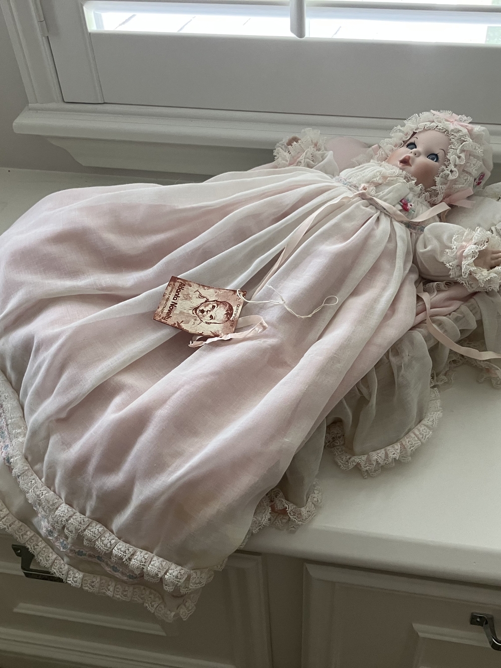Gerber Porcelain Baby Doll in Soft Pink Christening Gown